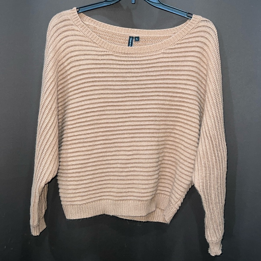 Moon & Madison Sweater, 100% Acrylic, Tan, Size Large
